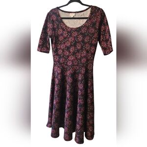 CLOSET CLEAROUT LuLaRoe Floral Black and Pink Dress Mid Length Sleeve Size Large